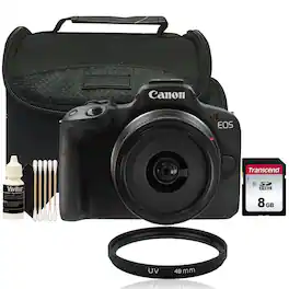 Canon - EOS R50 Mirrorless Camera with 18-45mm Lens Basic Starter Bundle - Black