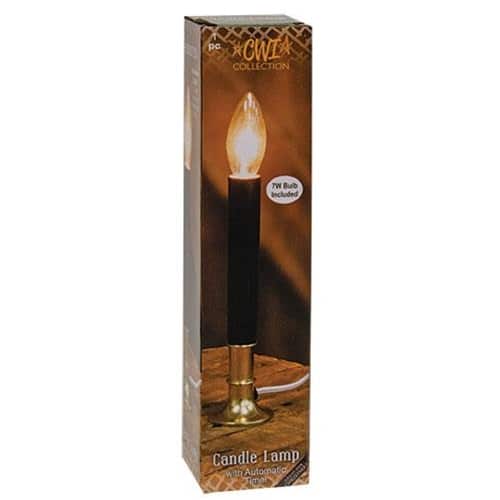 BreeBe - Automatic Timer Candle Lamp Black w/Brass Base - Black/Brass