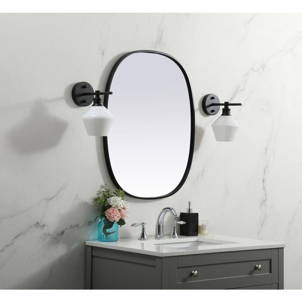 Alt View 6. Elegant Decor - Metal Frame Oval Mirror 24x30 Inch in Black - Black.