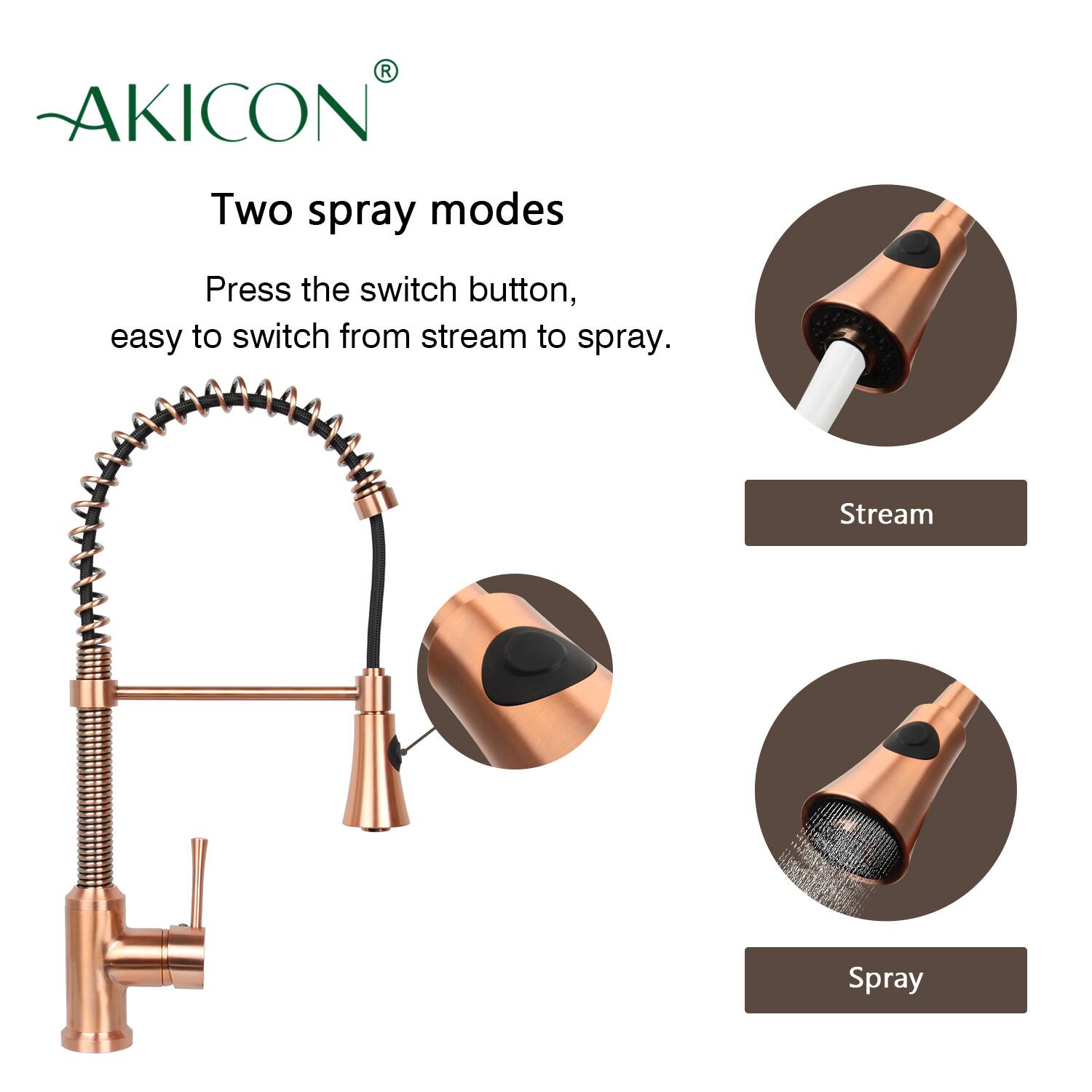 AKICON®

Two spray modes

Press the switch button, easy to switch from stream to spray.

Stream

Spray