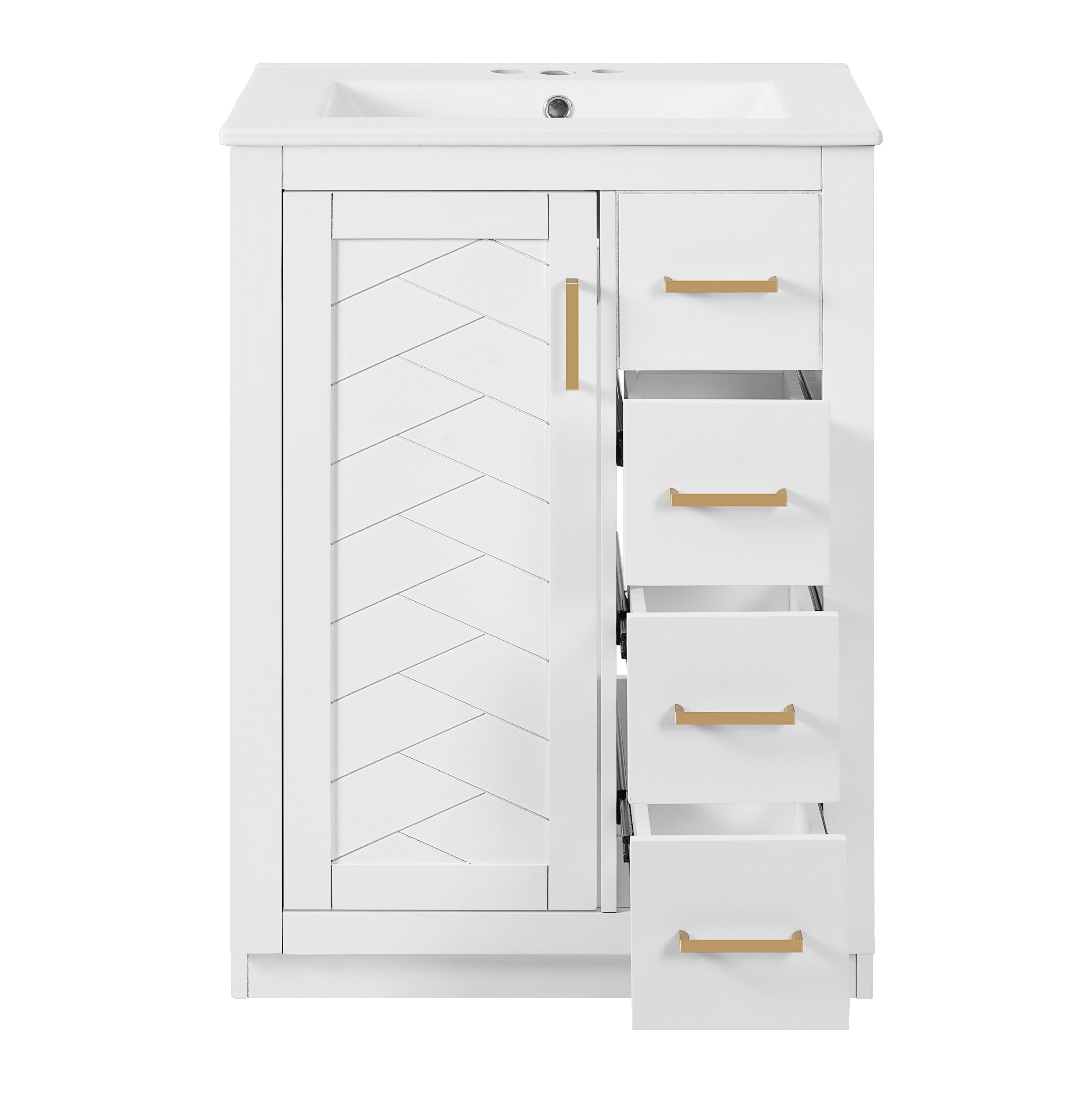 Alt View 9. Boyel Living - 24 Inch Bathroom Vanity with Integrated Ceramic Sink and Storage White - White.