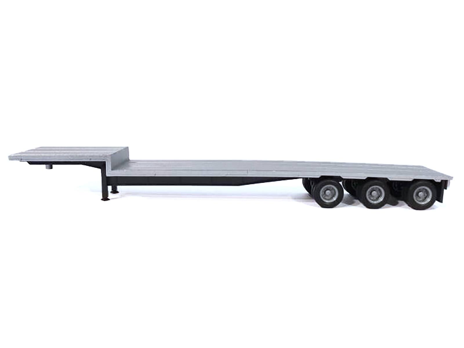 Angle. Promotex - 3-Axle Dropdeck Flatbed Trailer Silver Top 1/87 (HO) Plastic Model by Promotex - Silver.