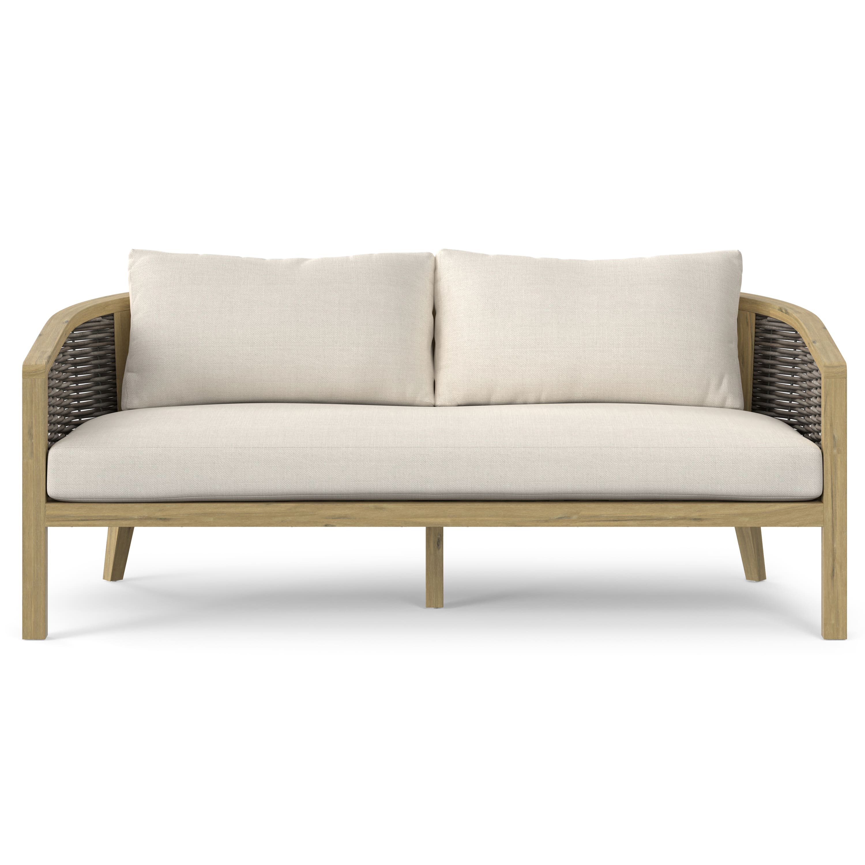 Simpli Home - Parkside SOLID ACACIA WOOD 70 inch Wide Contemporary Outdoor Sofa in Polyester Fabric, Fully Assembled - Natural