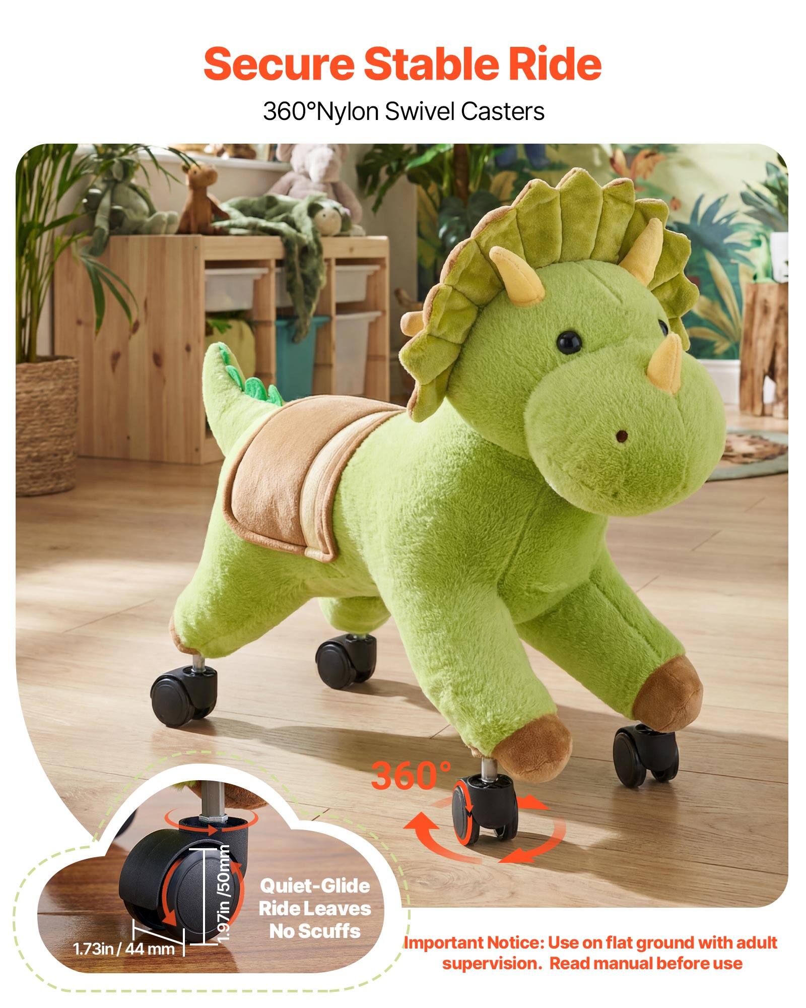 Secure Stable Ride  
360° Nylon Swivel Casters  
1.73in/44mm / 50mm  
Quiet-Glide Ride Leaves No Scuffs  

Important Notice: Use on flat ground with adult supervision. Read manual before use
