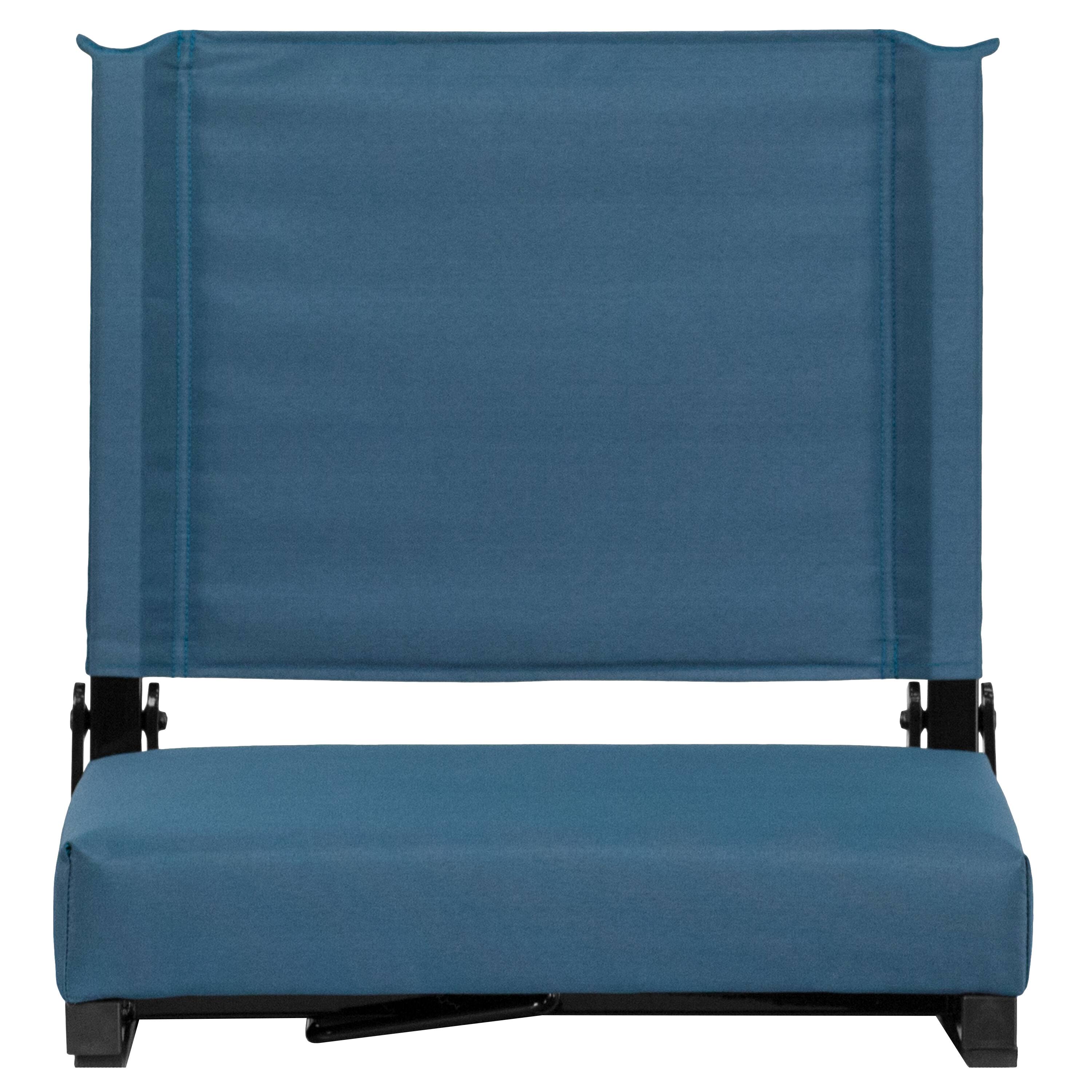 Alt View 7. Emma + Oliver - 500 lb. Rated Lightweight Stadium Chair with Handle & Ultra-Padded Seat - Teal.