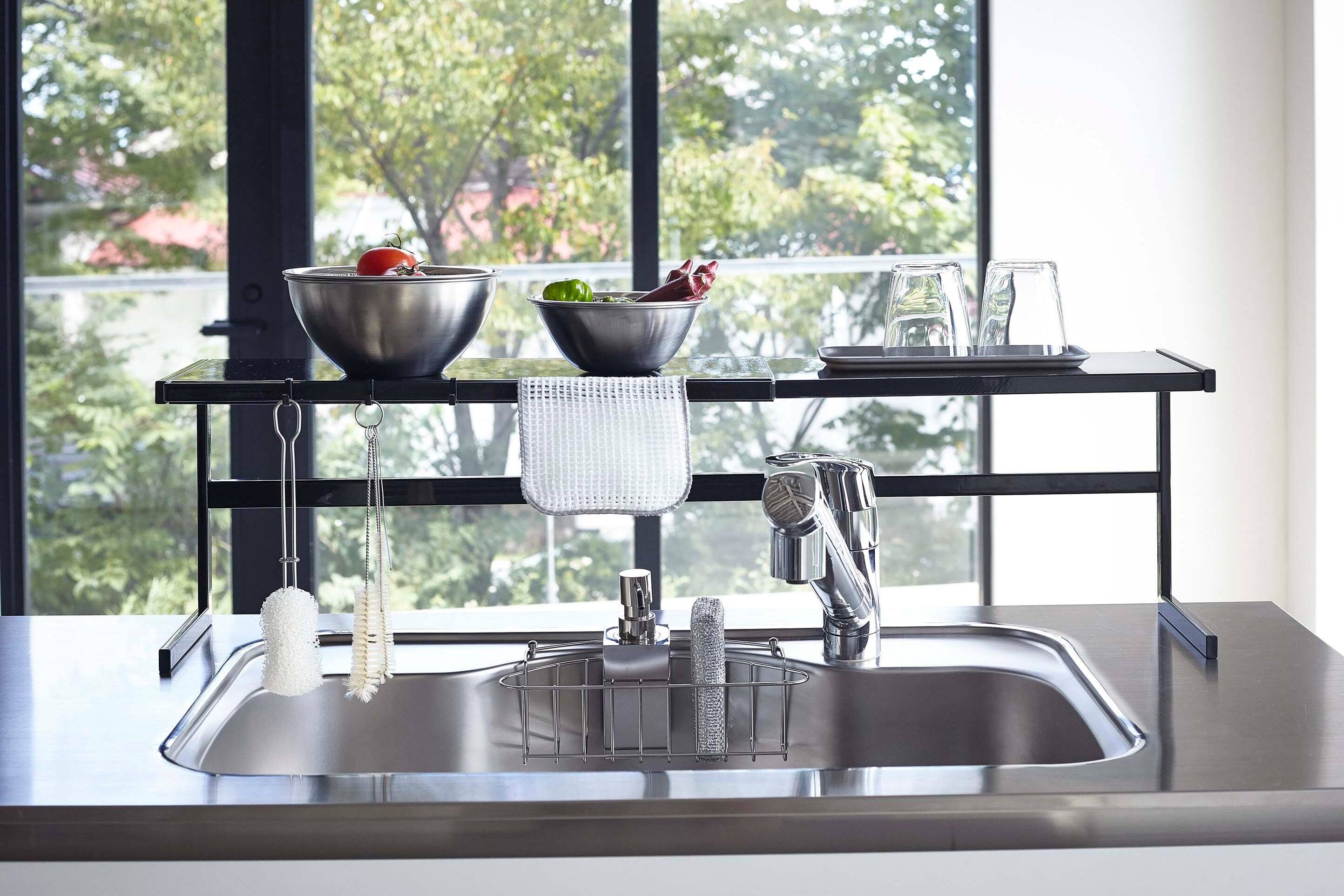 Alt View 9. Yamazaki Home - Expandable Countertop Shelf - Steel - Black.