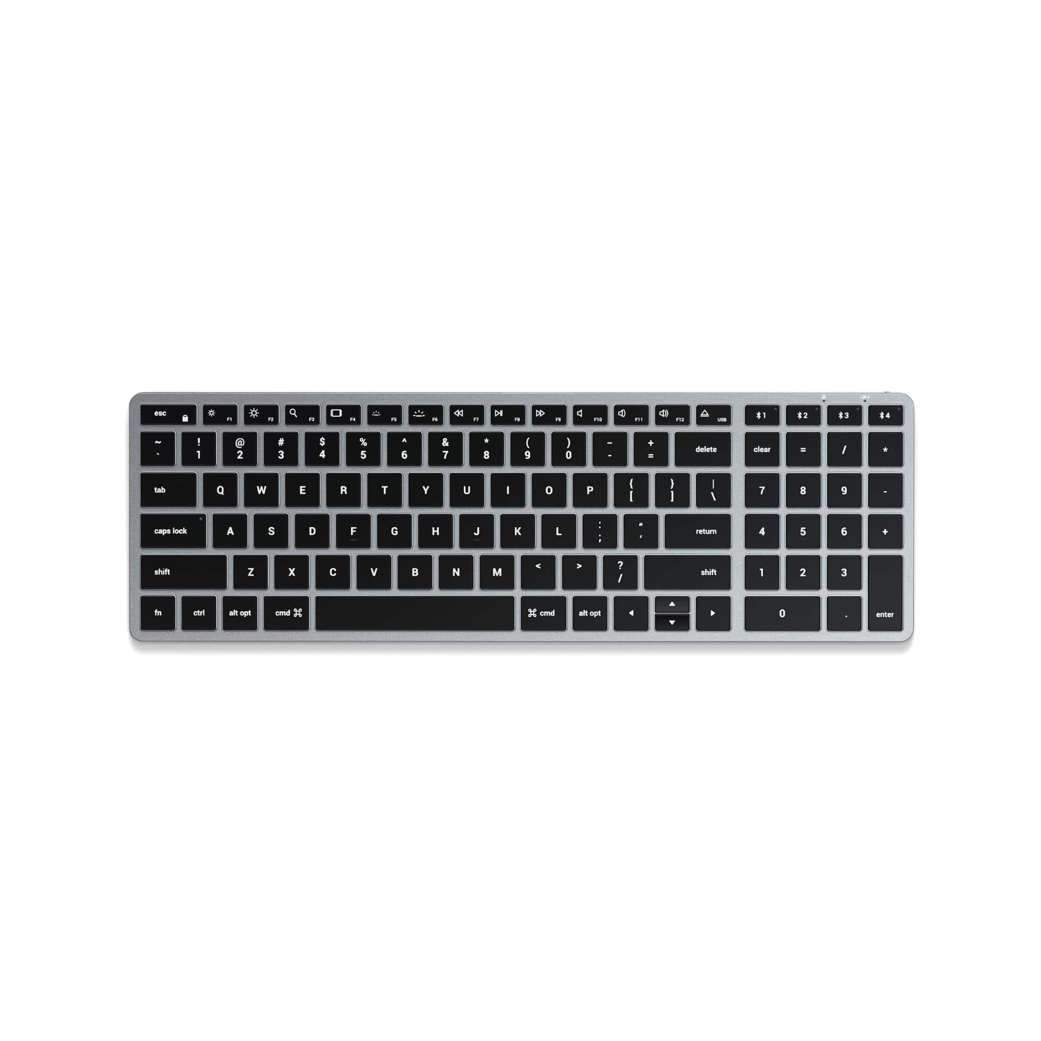 Satechi - Slim X2 Bluetooth Backlit Keyboard - Numeric Keypad, Multi-Device Sync & Illuminated Keys for Mac - Space Gray