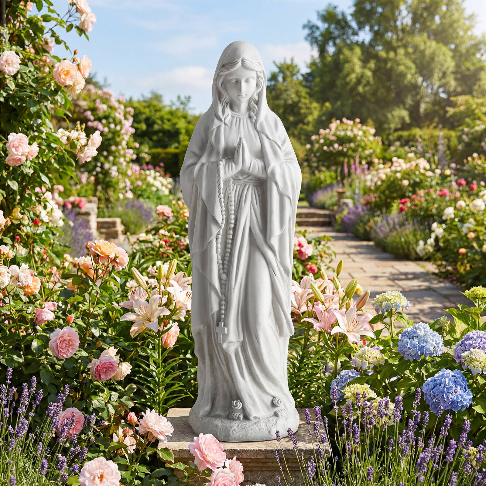 Alt View 1. Costway - Costway 29.5" Virgin Mary Statue, Our Lady of Lourdes Statue for Garden, Yard, Lawn - Gray.
