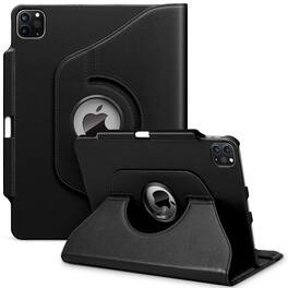 DTTO - Case for iPad Air 13" (M2/M3) and iPad Pro 12.9" (3rd/4th/5th/6th Gen) ,360° Rotating Leather Folio case - Black