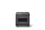 Front. Viking - 36 in. Wide 6 Burner Freestanding 7 Series Dual Fuel Self-Clean Range - Cast Black.