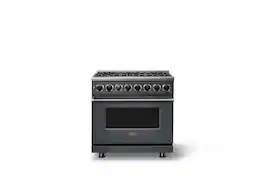 Viking - 36 in. Wide 6 Burner Freestanding 7 Series Dual Fuel Self-Clean Range - Cast Black