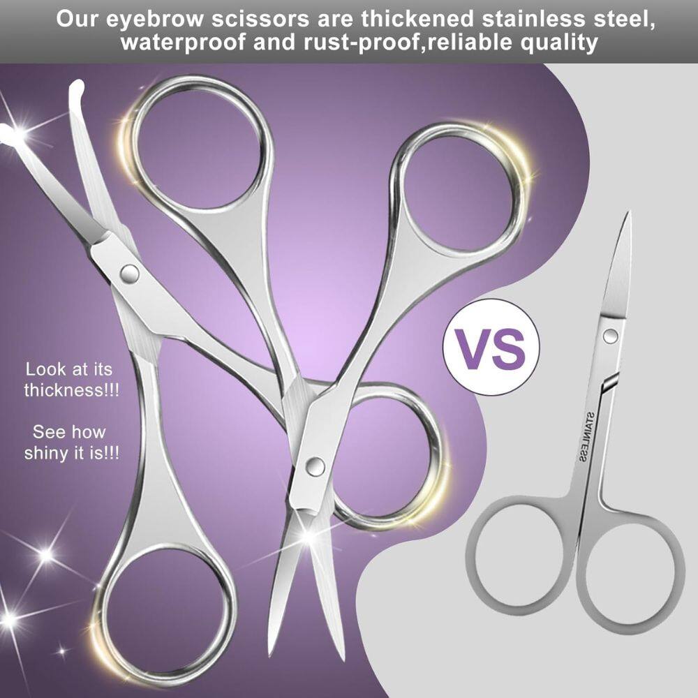 Our eyebrow scissors are thickened stainless steel, waterproof and rust-proof, reliable quality

Look at its thickness!!!

See how shiny it is!!!

VS STAINLESS