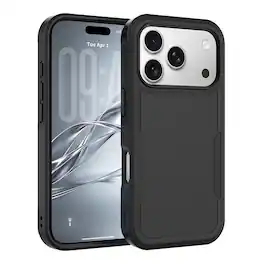 Dteck - Rugged Case for Apple iPhone 18 Pro Max, Shockproof Dual Layer Heavy Duty Hard PC TPU Non-slip Protective Cover - Black