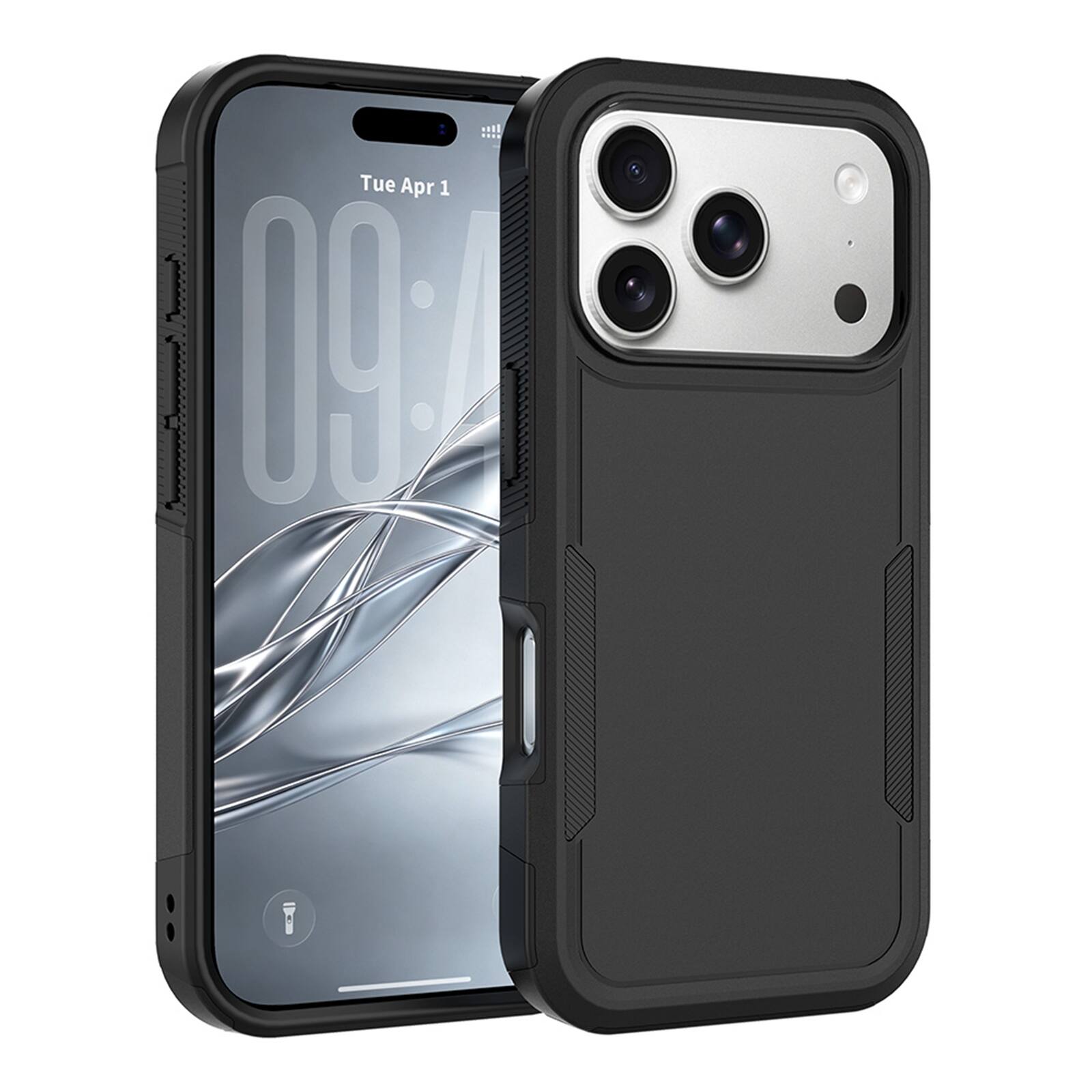 Dteck - Rugged Case for Apple iPhone 18 Pro Max, Shockproof Dual Layer Heavy Duty Hard PC TPU Non-slip Protective Cover - Black