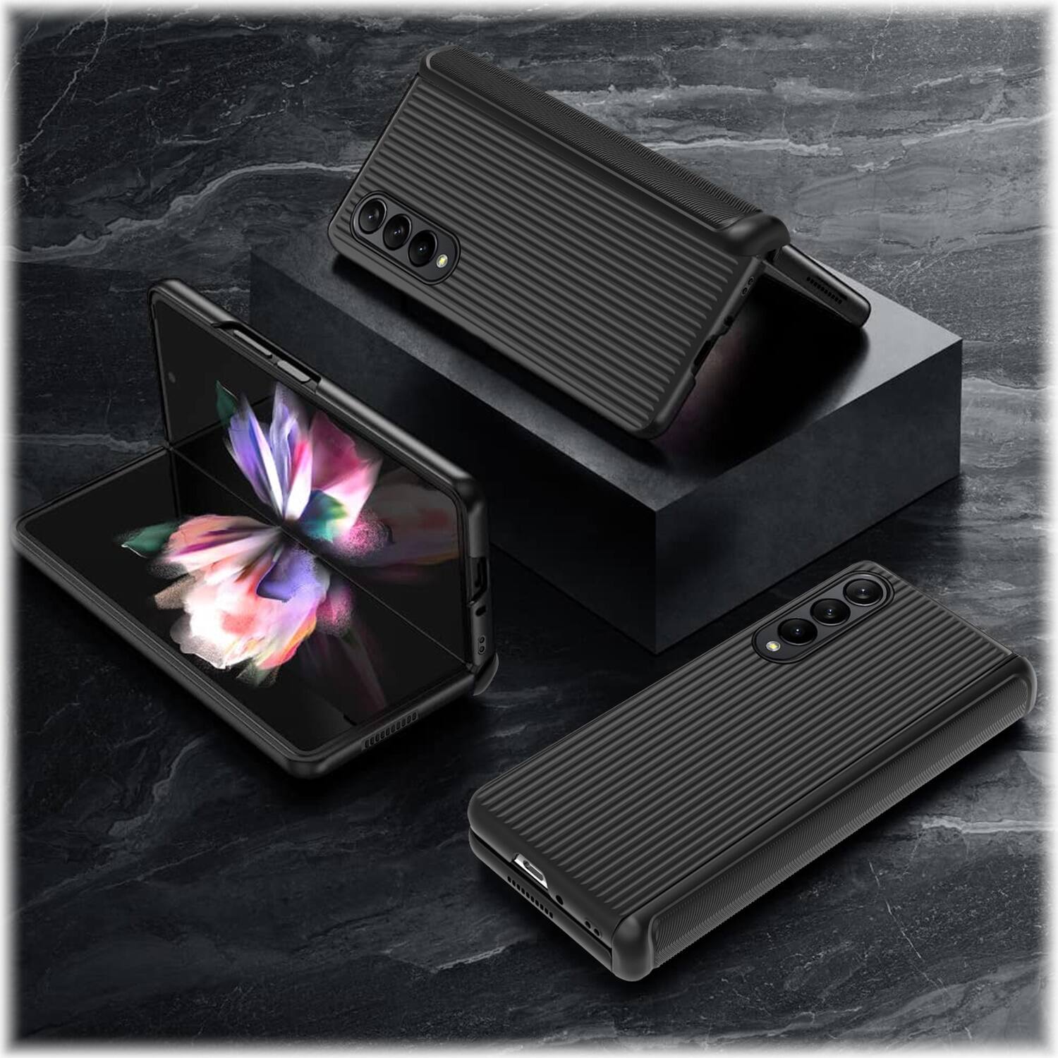 Alt View 12. SaharaCase - GRIP Series Case for Samsung Galaxy Z Fold4 - Black.