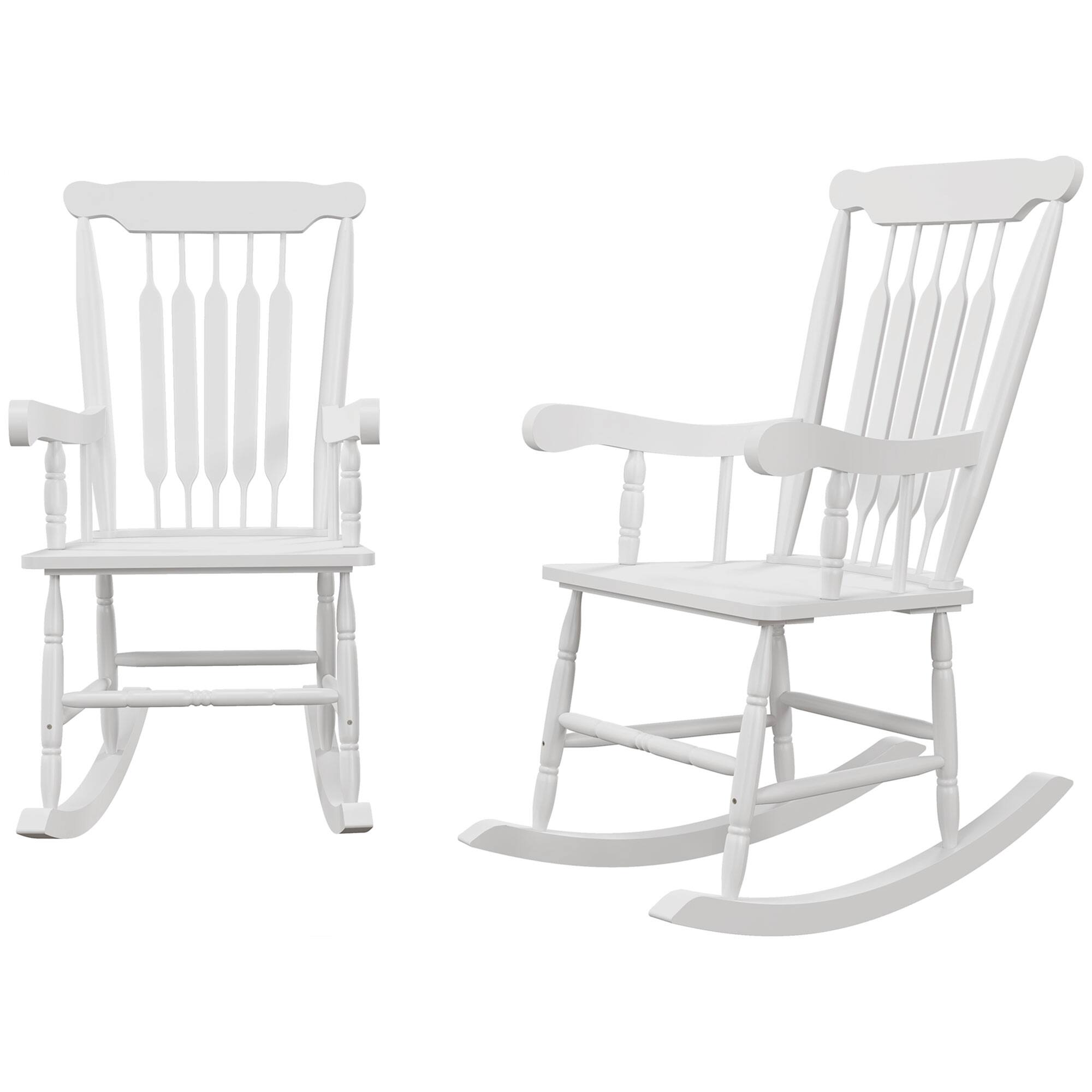 Alt View 7. Outsunny - Outdoor Wood Rocking Chairs Set of 2, 350 lbs. Porch Rockers with High Back for Garden, Patio, Balcony - White.