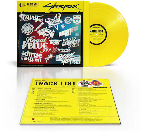 **RADIO VOL.1**
SELECTED SCORES
Cyberpunk 2077
**SIDE A**
1. No Save Point / 2:14
2. Night City / 3:13
3. KILL KILL / 3:22
4. Resilat and Disorder / 4:17
5. Dinario feat. Cerberus / 3:19
6. When It's War / 4:05
**SIDE B**
1. Night City Alliance / 2:14
2. I Won't Let You Go / 2:18
3. Friday Night Fire Fight / 3:34
4. Adaptive Manipulator / 2:52
5. Salva Putsara / 6:18
**RADIO OST**
VOL.01
SIDE A
SIDE B
**RADIO VOL.1**
TRACK LIST
SELECTED SCORES
**SIDE A**
1. No Save Point / 2:14
2. Night City / 3:13
3. KILL KILL / 3:22
4. Resil
