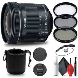 Canon - EF-S 10-18mm f/4.5-5.6 IS STM Lens (9519B002) + Filter Kit + More - Black