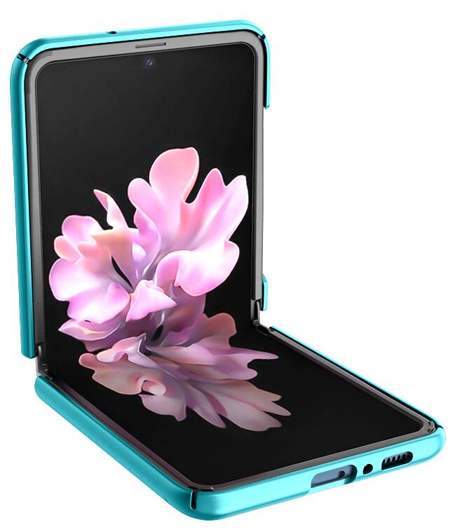 Alt View 5. Nakedcellphone - Hard Case for Samsung Galaxy Z Flip 5G Phone (2019/2020) - Teal.