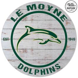 Jardine - Le Moyne Dolphins 20'' Indoor/Outdoor Weathered Circle Sign - White