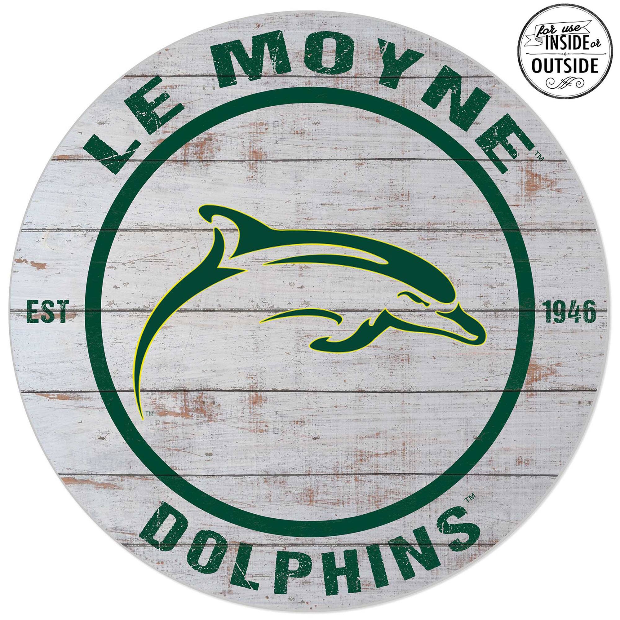 Le Moyne Dolphins 20'' Indoor/Outdoor Weathered Circle Sign