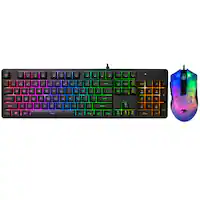 iBUYPOWER - Chimera KM7 Full-Size Wired Membrane RGB Keyboard and Optical Mouse Bundle - Black - Front_Zoom