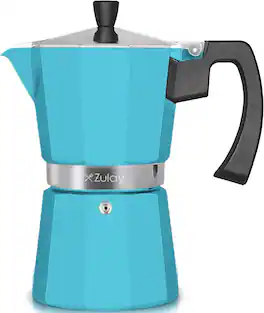 Zulay Kitchen - Stovetop Espresso Maker - Moka Pot 6 Espresso Cups - Light Blue