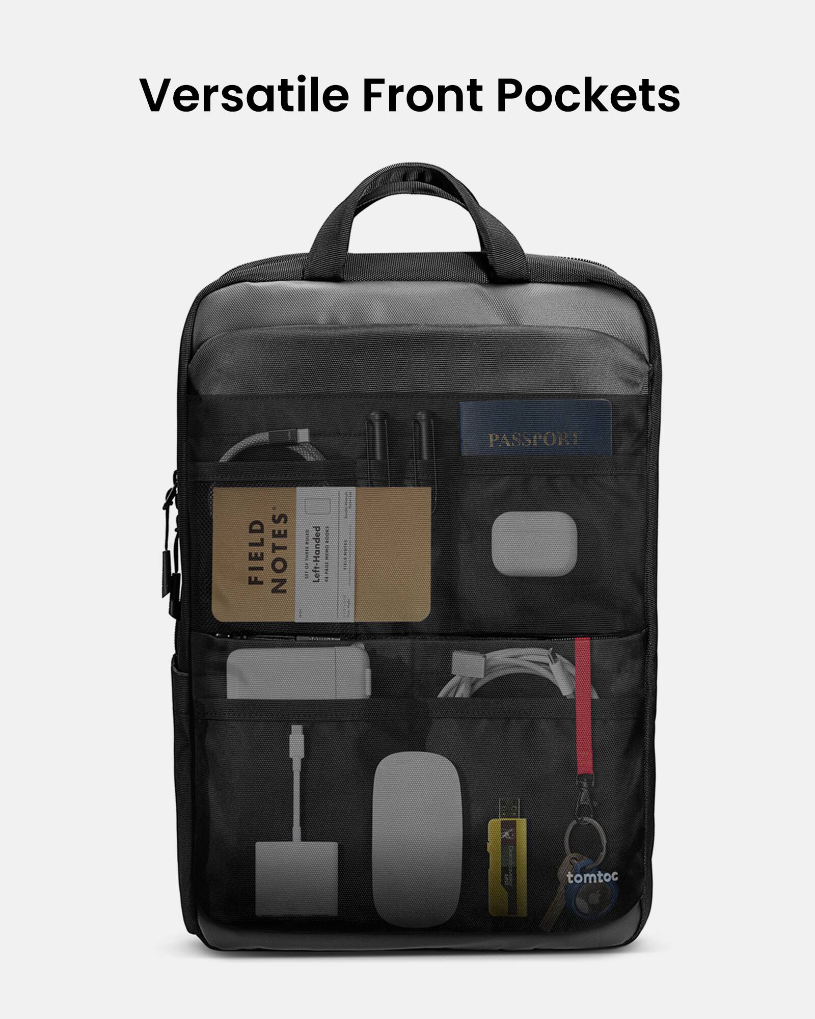 Versatile Front Pockets: Passport, Field Notes, Left-Handed, E1 tomtoc