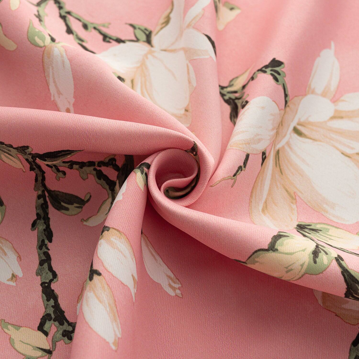 Left. Olivia Gray - Olivia Gray 100% Polyester 200 GSM Blossom Printed Blackout Grommet Curtain Panel 54" x 90" Blush - Blush.