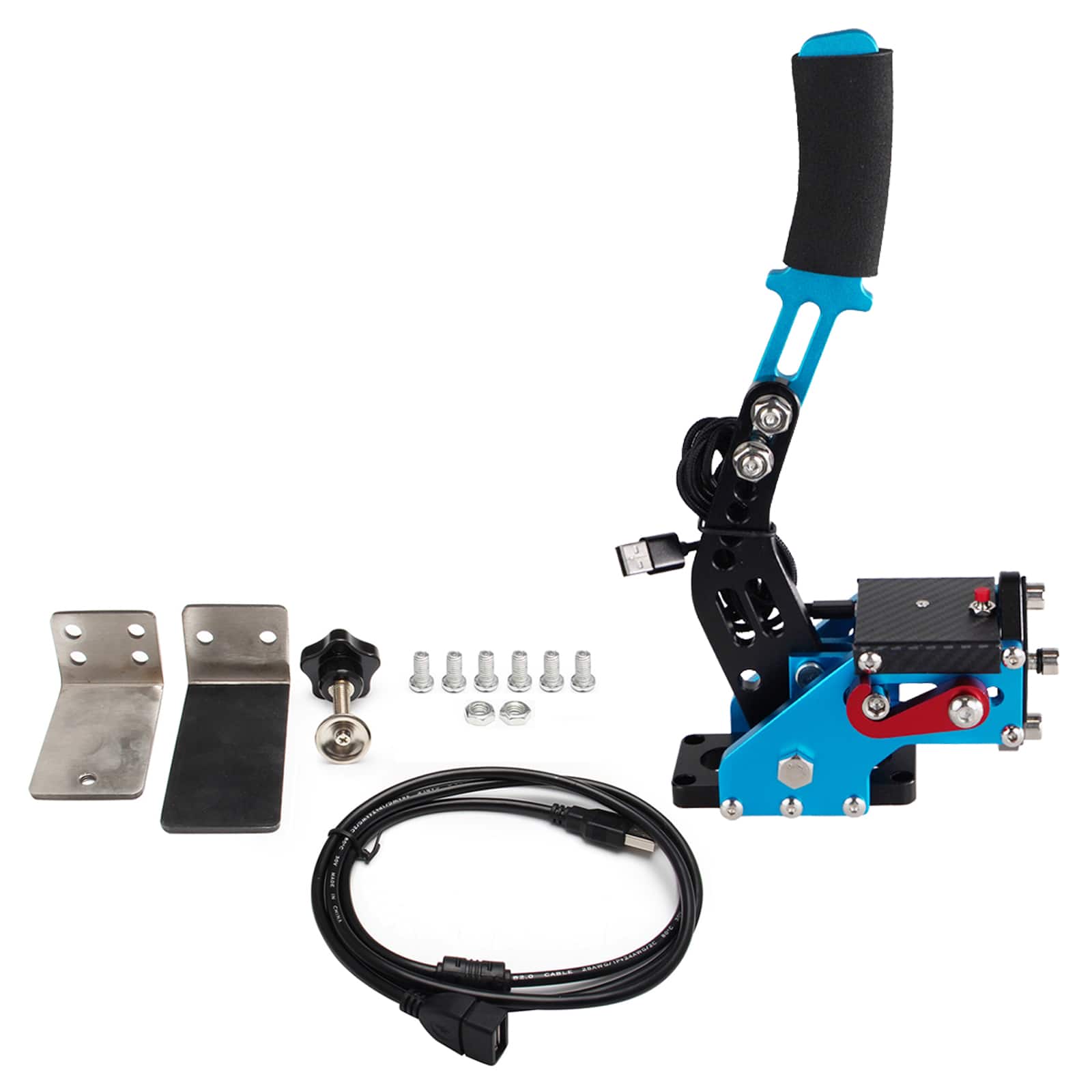 Front. Topteng - 14Bit USB Handbrake for Logitech G29 - PS4/PS5 & PC Compatible, Plug & Play, Hall Sensor, Adjustable Height - Blue.