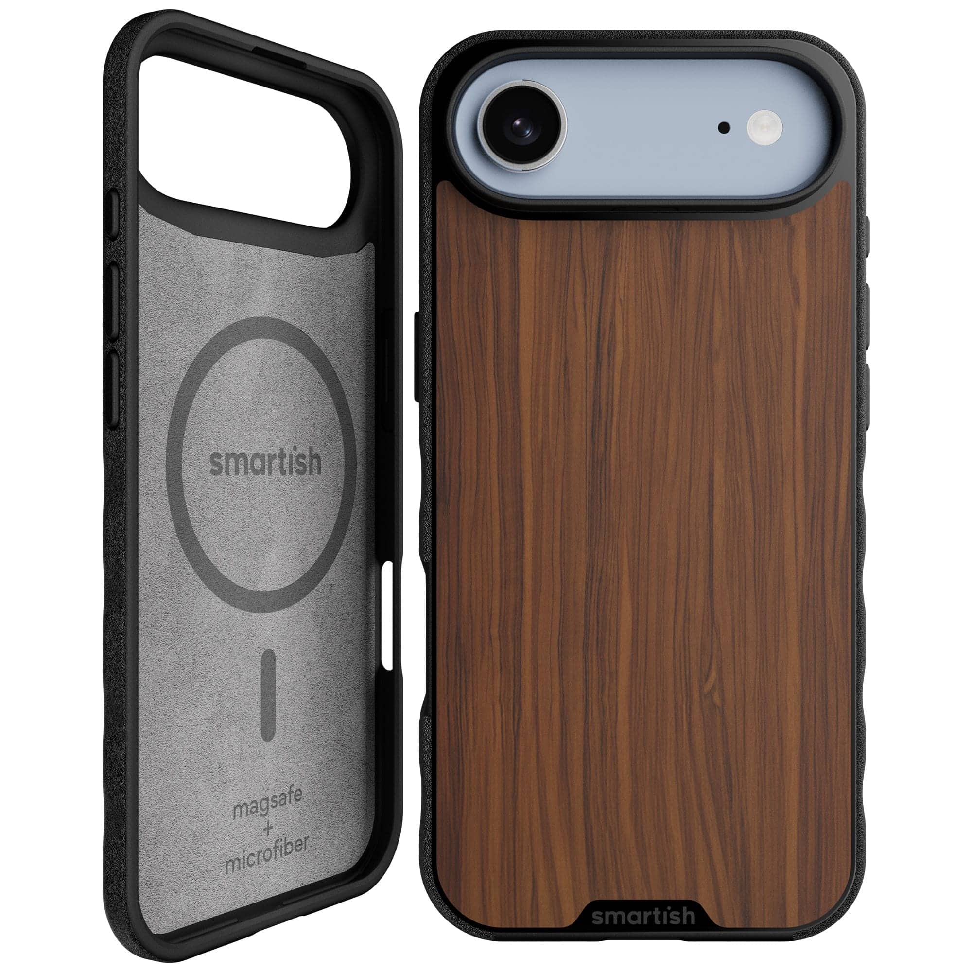 Smartish - iPhone Air MagSafe Case - Gripmunk Protective Slim Grip Magnetic Cover - Walnut Woods