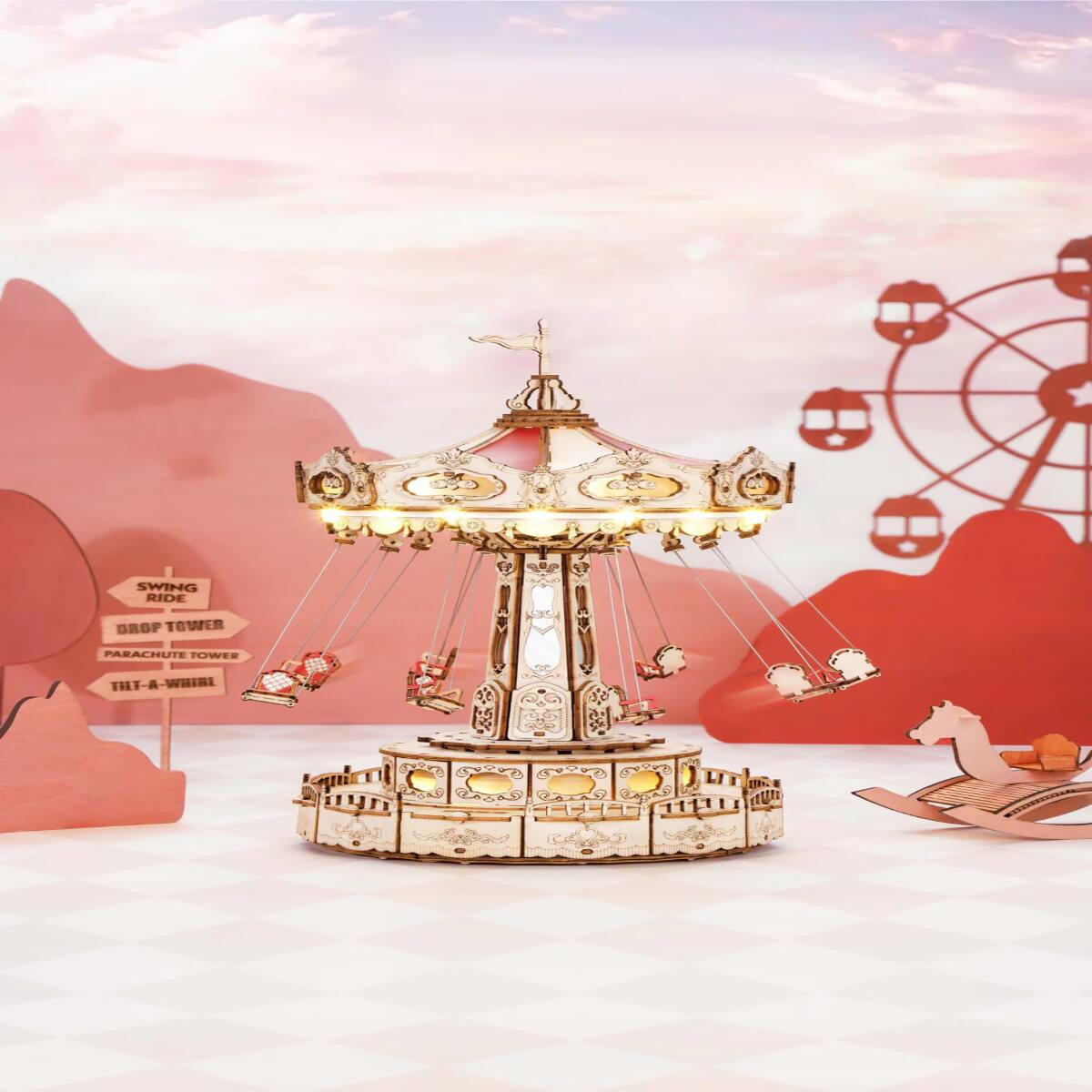 Left. 3D Puzzle - DIY 3D Electro Mechanical Puzzle - Swing Ride 289 Pcs.