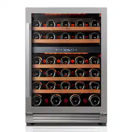 Ca'Lefort - 24 Inch 52 Bottle Wine Cooler Refrigerator, 40-65°F Dual Zone Wine Refrigerator,3 LED Built-in for Home/Bar(5.65 cu.ft) - Stainless Steel