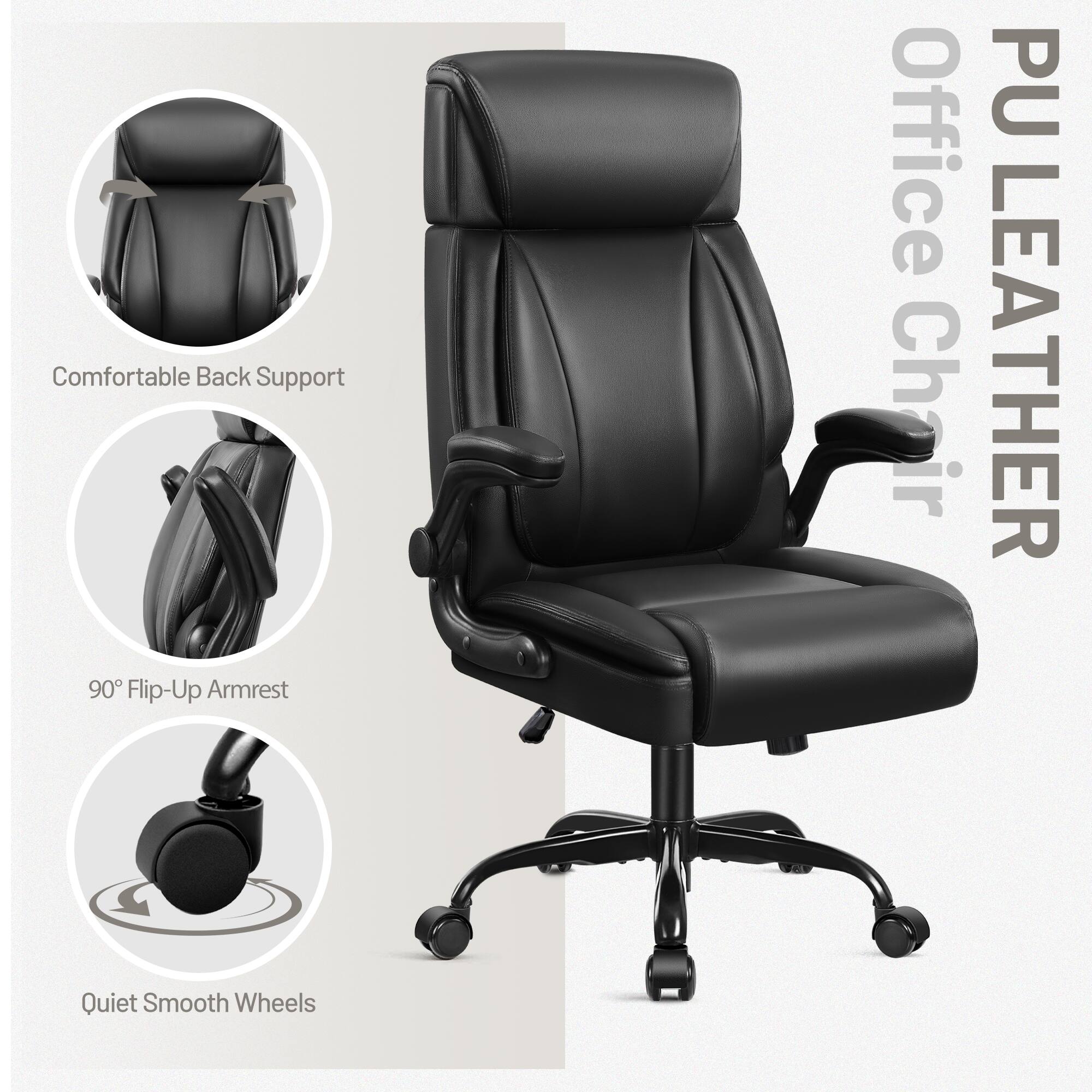 Comfortable Back Support  
90° Flip-Up Armrest  
PU Leather  
Quiet Smooth Wheels