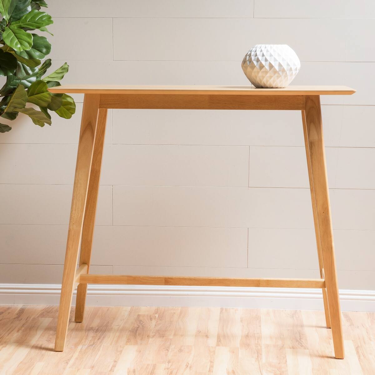 Angle. Loheer - Loheer Wood Bar Table, Natural Oak Finish, 42 Inch High Dining Table - Natural Oak.