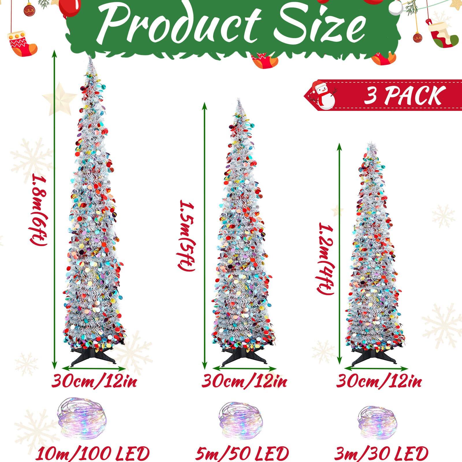 Product Size  
3 PACK  
1.8m (6ft)  
1.5m (5ft)  
1.2m (4ft)  
30cm/12in  
30cm/12in  
30cm/12in  
10m/100 LED  
5m/50 LED  
3m/30 LED