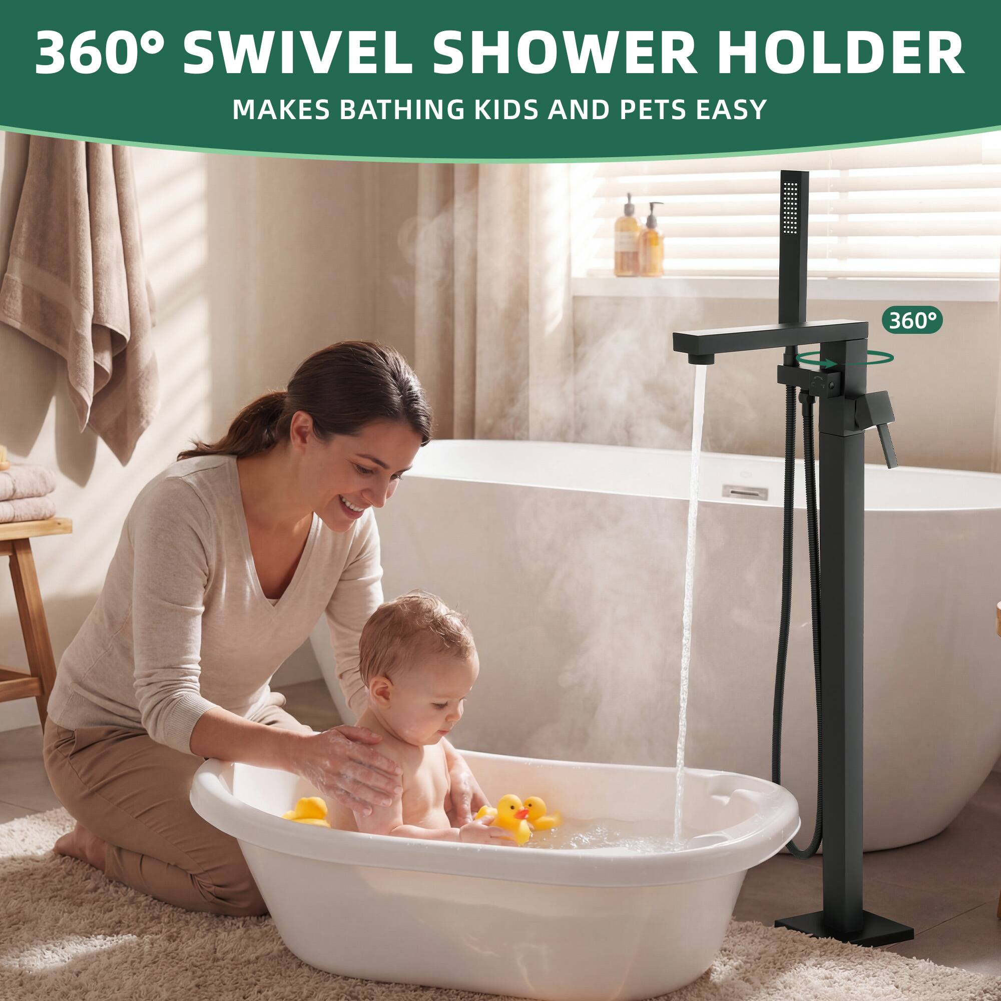 360° SWIVEL SHOWER HOLDER  
MAKES BATHING KIDS AND PETS EASY