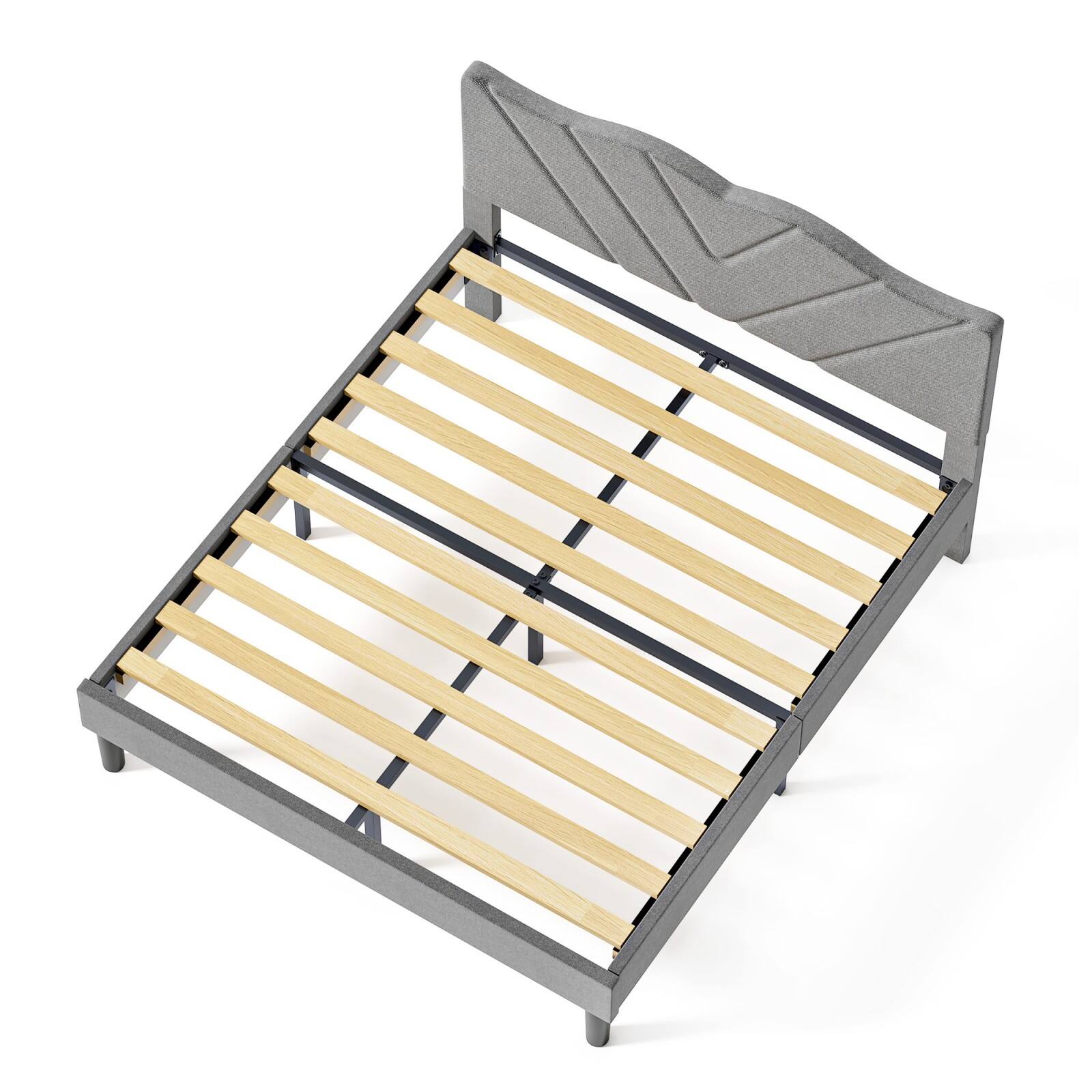 Alt View 8. Ecooso - Queen Size Modern Platform Bed Frame with Upholstered Headboard & Wooden Slats - No Box Spring Needed, Easy Assembly - Grey.