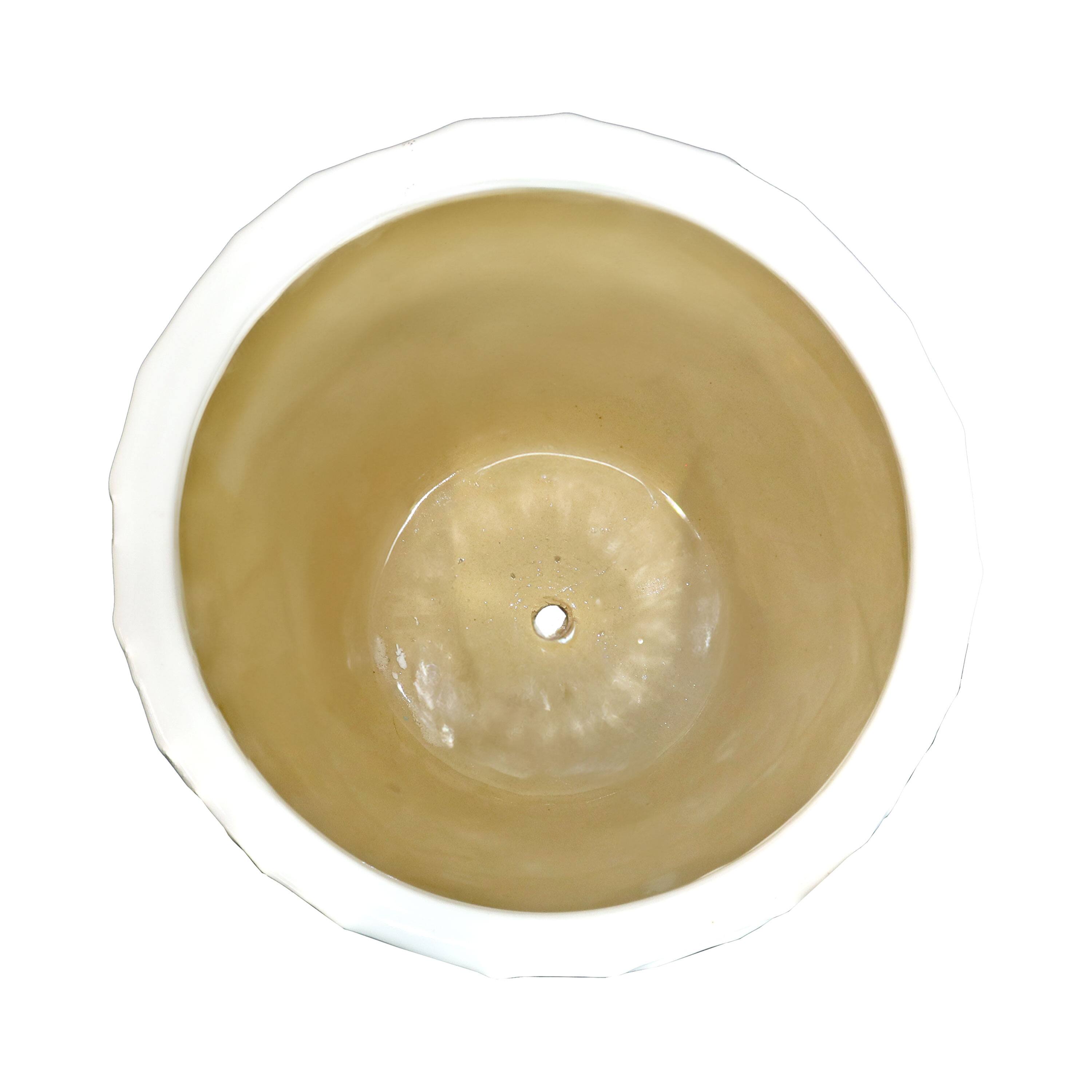 Alt View 5. Sunnydaze - 13.5" Honeycomb Pattern Ceramic Planter - Set of 2 - White.