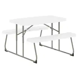 Flash Furniture - Paige Easy-Fold Folding Plastic Kids Outdoor Picnic Table and Benches - Commercial Grade - Seating for 4 Kids - White