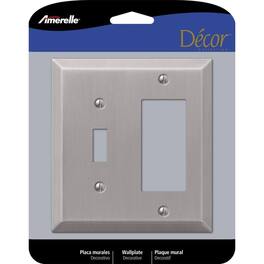 AMERELLE - Century Brushed 2 gang Stamped Steel Toggle Wall Plate 1 pk - Nickel