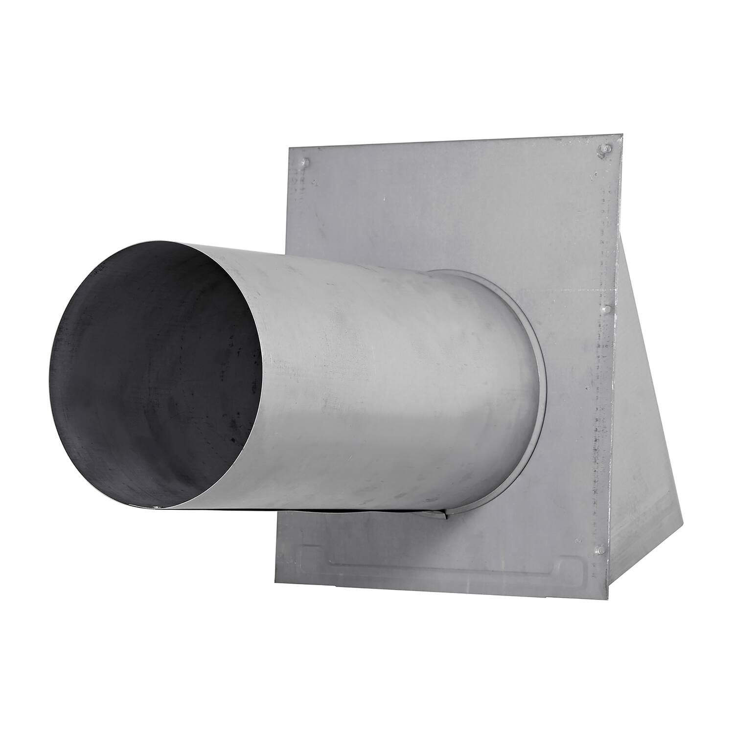 Left. Lambro - 8" 26-Gauge Paint-Grade Steel Fresh Air Intake Vent, Wire Mesh Screen, 11" Pipe, EC-3480GNDMS-11-PG.