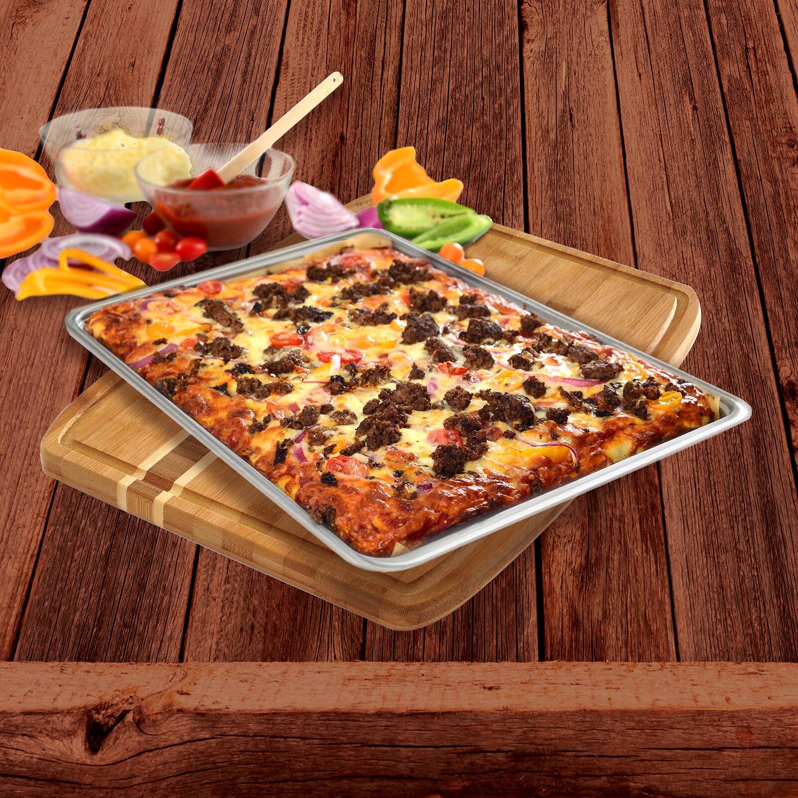 Alt View 4. Norpro - Jelly Roll Pan, 18 x 13 Inch Commercial Grade Aluminum Baking Sheet - Silver.
