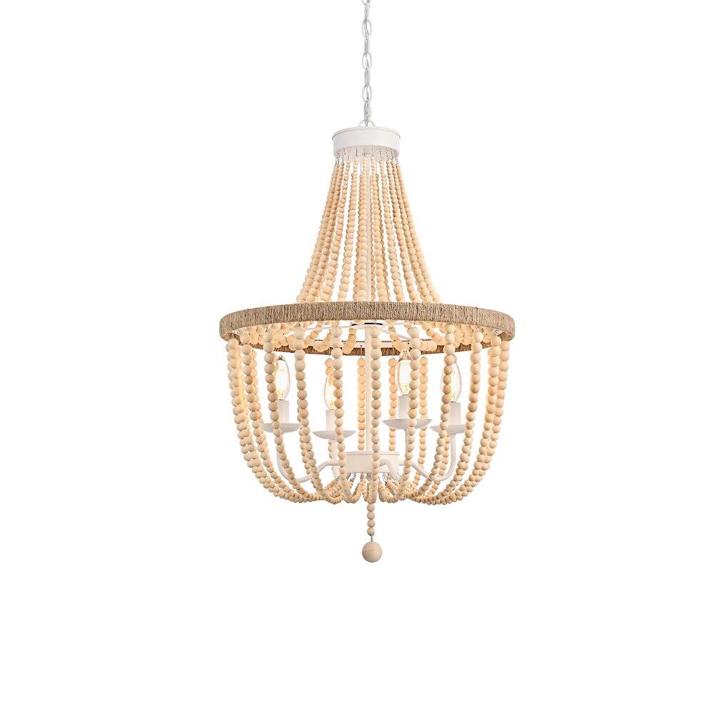 Left. Living District - Jolie 20 Inch Beaded Pendant In Beige - Beige.