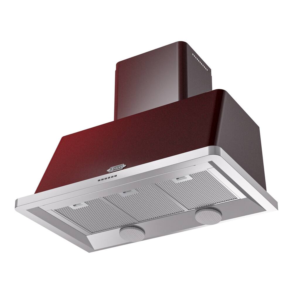 Alt View 2. ILVE - ILVE Majestic II 40 inch Ducted Wall Mount Range Hood with 600 CFM (Burgundy) - Burgundy.