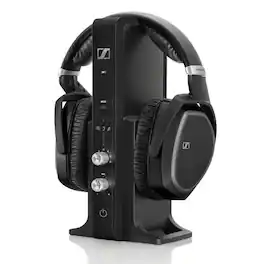 Sennheiser - Refurbished Excellent - RS 195 RF Wireless Headphone Systems for TV Listening- Black - Black,Silver