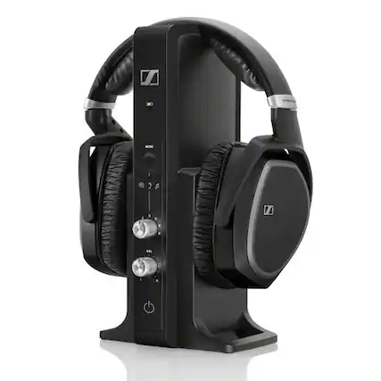 Front. Sennheiser - Sennheiser - RS 195 RF Wireless Headphone Systems for TV Listening- Black - Black,Silver.