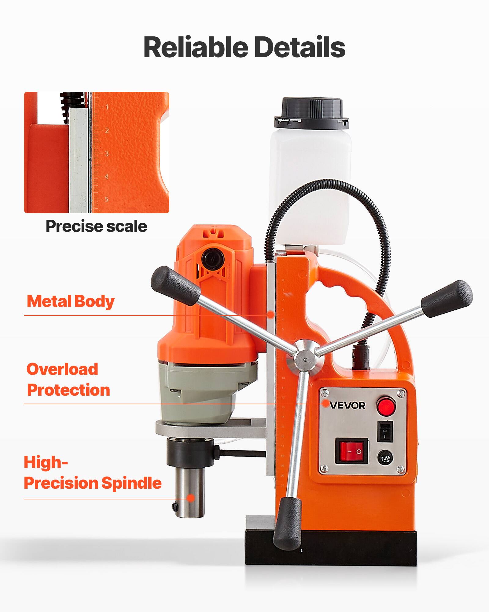 Reliable Details

1. Precise scale
2. Metal Body
3. Overload Protection
4. High-Precision Spindle
5. FUSE