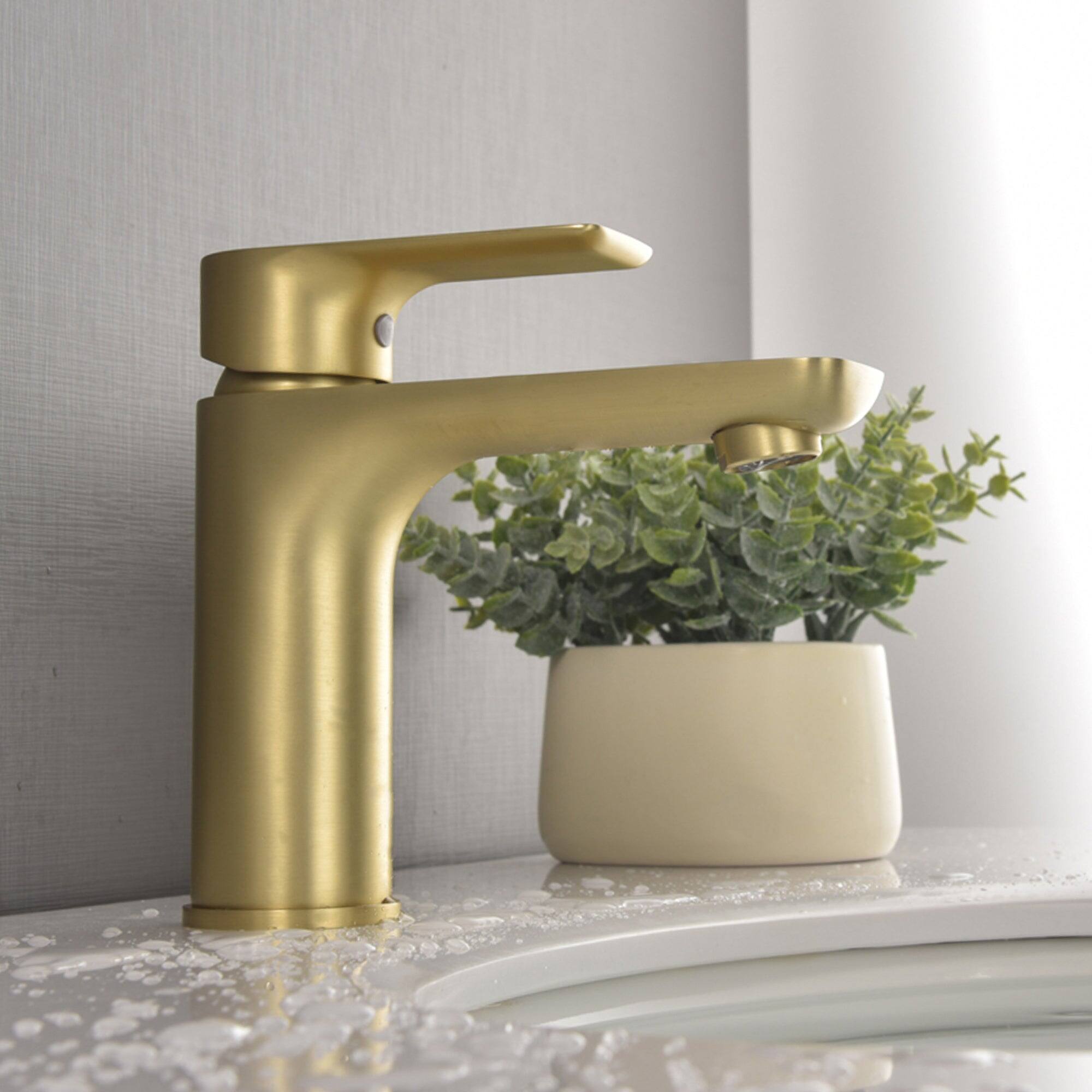Alt View 8. Boyel Living - Single Hole Single Handle Bathroom Faucet with cUPC Water Supply Lines in Brushed Gold - Brushed Gold.