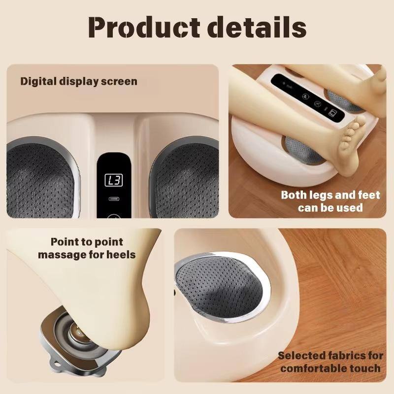 Product details

- Digital display screen
- Both legs and feet can be used
- Point to point massage for heels
- Selected fabrics for comfortable touch